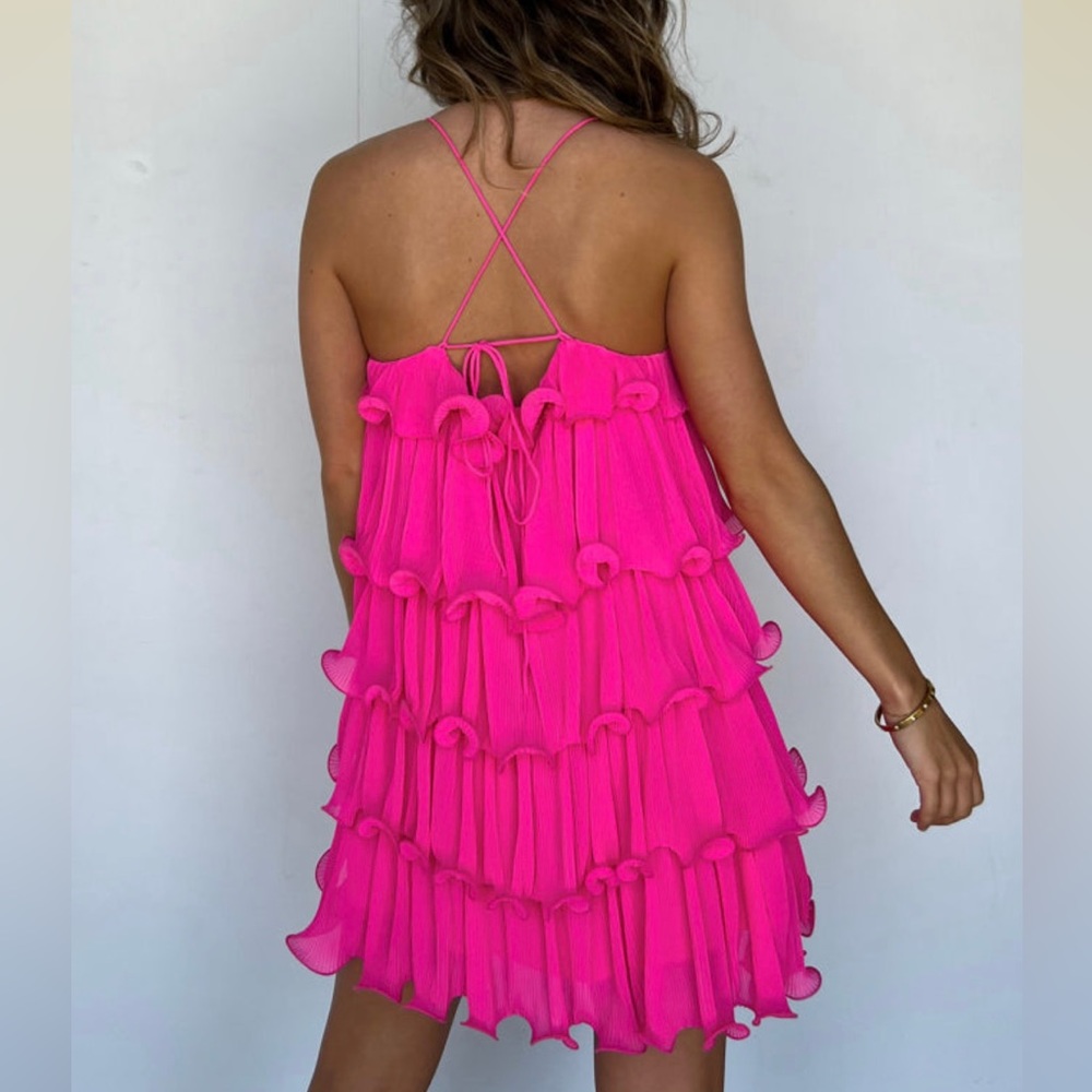 Pink Ruffle Tiered Dress - Picture 2 of 2